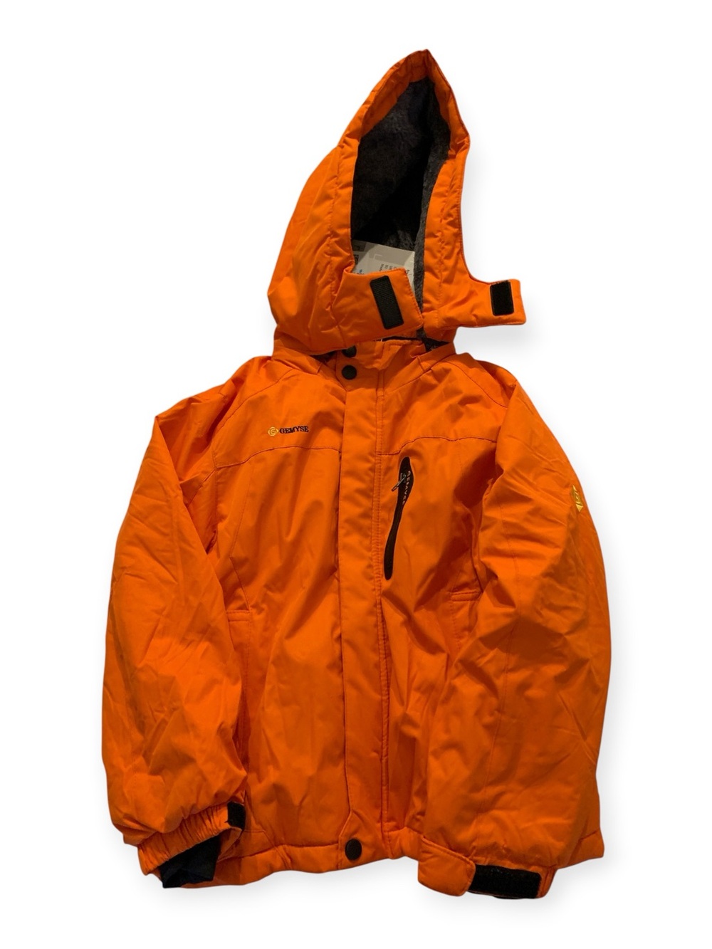 Kids Bright Orange Hooded Puffer Jacket